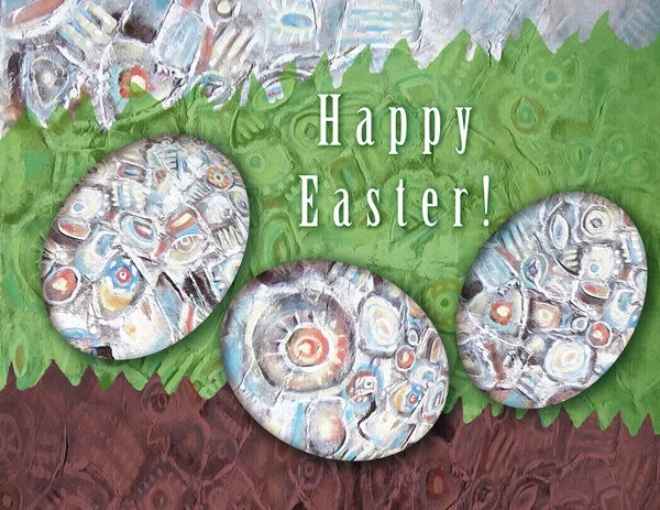 Painting Easter card. Illustration with Easter eggs. Hand painting. — Stock Photo, Image