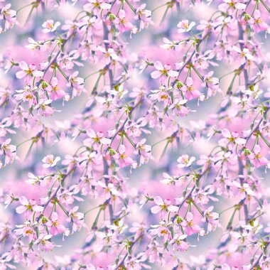 Bahar çiçek seamless modeli. Çiçeği ağaç dalları ile sorunsuz doğal doku. Spingtime bahçesinde. Dal çiçek açan