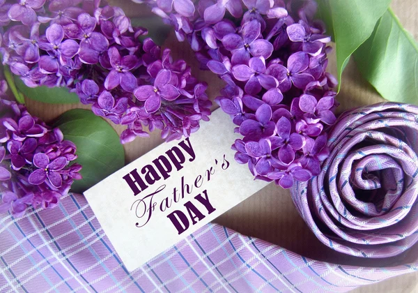 Vackra lila lila och slips för fars dag. Gratulationskort. Abstrakt bakgrund för fars dag firande — Stockfoto