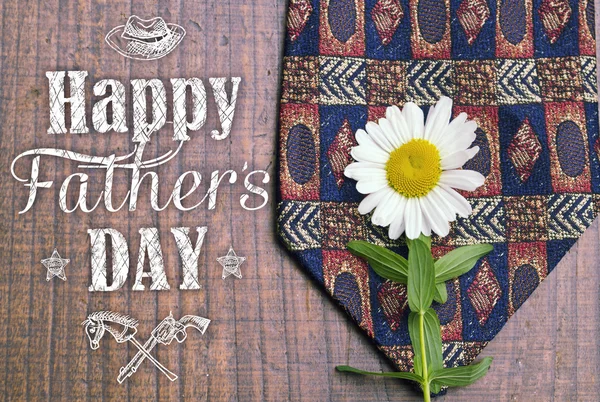 Happy father's day wenskaart. Vaderdag achtergrond. Kerstkaart met geïsoleerde grafische elementen, tekst, stropdas, daisy — Stockfoto