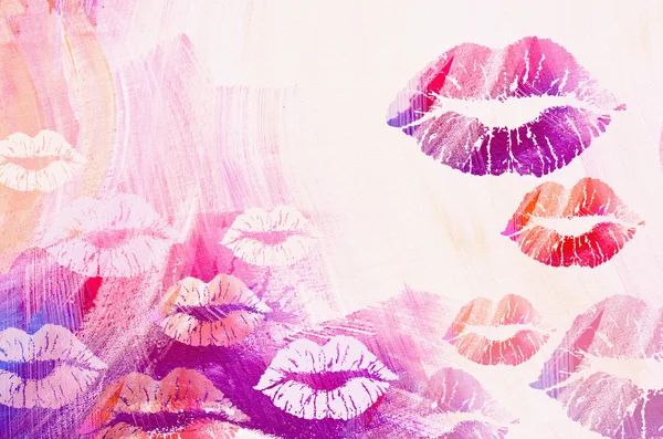 International kissing day background. Illustration with glamorous sensual red lips. Sexy kissing woman lips. — Stock Photo, Image