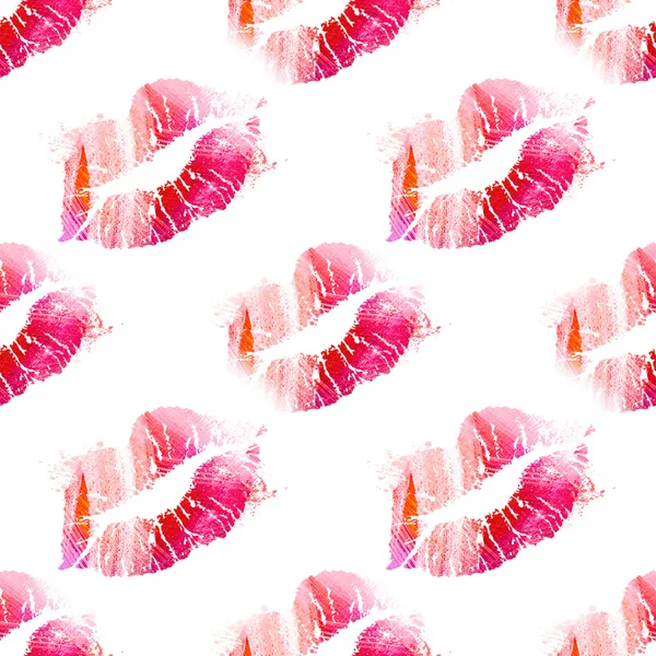 International kissing day background. Seamless pattern with kisses. Illustration with glamorous sensual red lips. — Stock Photo, Image