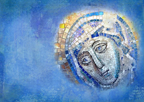 Візантійська Мозаїчна Техніка Ікони Покрита Шматочками Кольорового Скла Старовинному Тлі — стокове фото