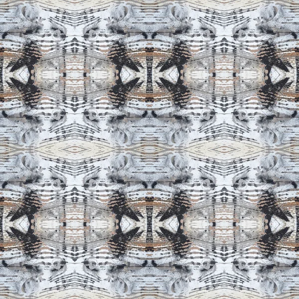 Ozdobny wzór bezszwowe etniczne motywy z wykwintne drewniane tekstury w barwach monochromatycznych w oparciu — Zdjęcie stockowe