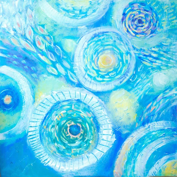 Abstracte Kunstschilderkunst Onderwaterwereld Abstract Blauwe Hand Geschilderde Achtergrond — Stockfoto