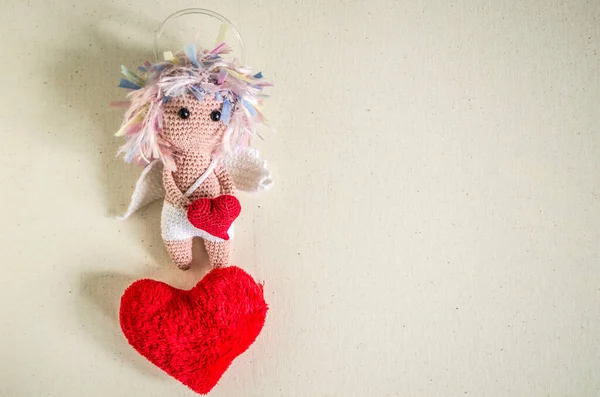 Cute Handmade Little Angel Heart Valentine Day Theme — Stock Photo, Image