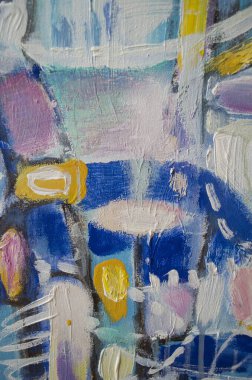 El çizimi akrilik resim. Soyut sanat geçmişi. Tuval üzerinde akrilik bir tablo. Renk dokusu. Sanat eserinin bir parçası. Fırça darbeleri. Modern sanat. Çağdaş sanat. Renkli tuval. Kapat..