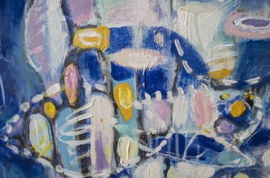 El çizimi akrilik resim. Soyut sanat geçmişi. Tuval üzerinde akrilik bir tablo. Renk dokusu. Sanat eserinin bir parçası. Fırça darbeleri. Modern sanat. Çağdaş sanat. Renkli tuval. Kapat..