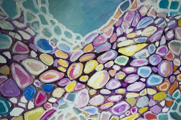 Pintura Acrílica Abstrata Fundo Colorido Elegante Espuma Mar Pedras Preciosas — Fotografia de Stock