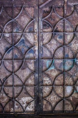 Pahalı paslı eski metal kafes. Grunge fotoğraflarının arkaplan resimleri.