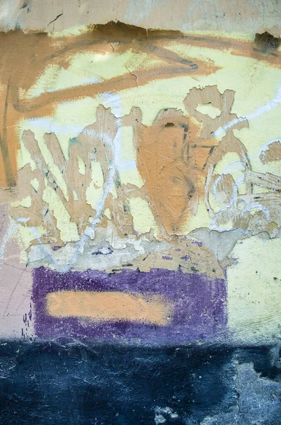 Ragged Alten Putz Hintergrund Mit Orangen Und Violetten Elementen Grunge — Stockfoto