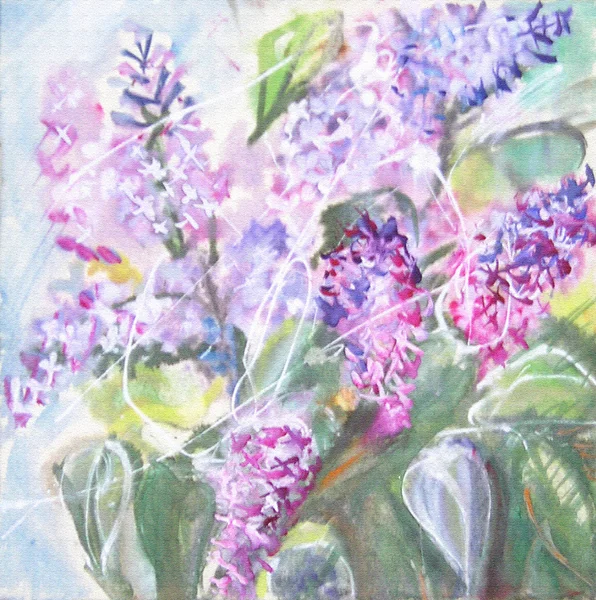 Watercolor painting. A bouquet of lilacs. — ストック写真