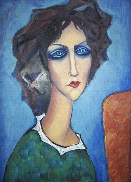 Acrylic colorful painting. Portrait of woman. — Stok fotoğraf