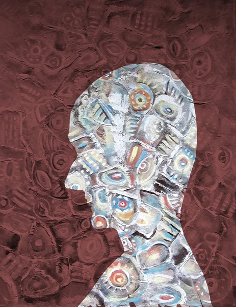 Abstrakte Acrylmalerei Silhouette der Frau — Stockfoto