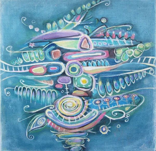 Abstract painting. Bouquet of peas. Native pattern
