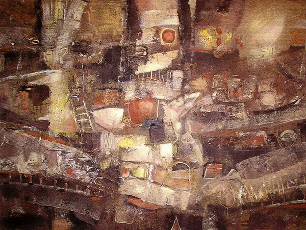 Abstract acrylic painting. Noahs ark.