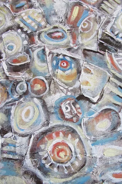 Abstract painting. Background with orange,brown and blue circles on the water. Mountain river, river stones, the movement of water,vertical picture. Image for the interior, as part of wall decorations — Φωτογραφία Αρχείου