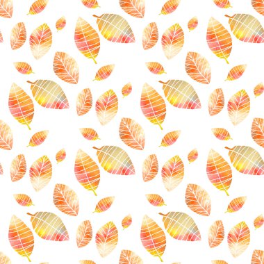 Renkli el çizim sonbahar yaprakları ile Seamless Modeli