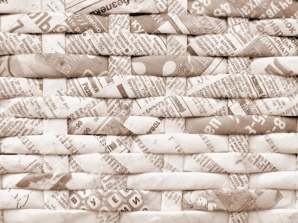 Twisted weaving newspapers. Abstract textured background. — Stock Photo, Image