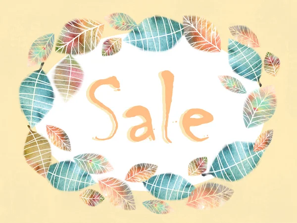 Autumnal sale. Floral wreath with leaves. Autumn discount banner with beautiful color fall leaves. Vintage. Foliage frame. Season discounts. — Stock Photo, Image