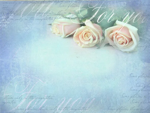バラでロマンチックなレトロなグランジ背景。本文に空き色ビンテージ スタイルの甘いバラ — ストック写真