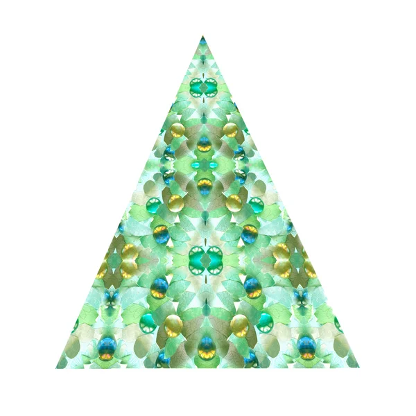 Kreative abstrakte grüne Weihnachtsbaum, isoliert auf weißem Hintergrund. Dreiländereck. Pyramidensymbol — Stockfoto