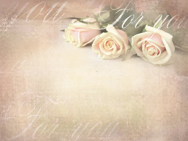 Romantic retro grunge background with roses. Sweet roses in vintage color style with free space for text — Stock Photo, Image
