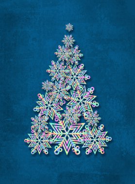 Noel ağacı kar taneleri yaptı. Soyut kış arka plan