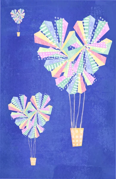 Cartão de amor. coração abstrato em forma de balões de ar quente fundo . — Fotografia de Stock