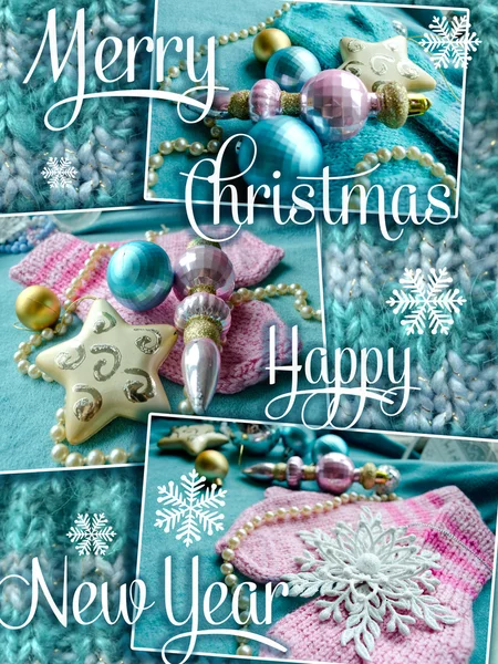 Feliz Navidad y Feliz Año Nuevo tarjeta de felicitación. Navidad diseño de vacaciones — Foto de Stock