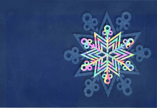 Buon Natale e felice anno nuovo fiocco di neve fatto con triangoli colorati sfondo. Biglietto natalizio festivo . — Foto Stock