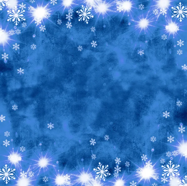 Bellissimo sfondo grunge astratto festivo con fiocchi di neve e stelle brillanti . — Foto Stock