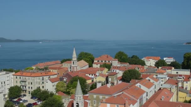 Zadar ve Hırvat kentinin hava manzarası — Stok video