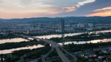 panoramik şehir günbatımı için Viyana