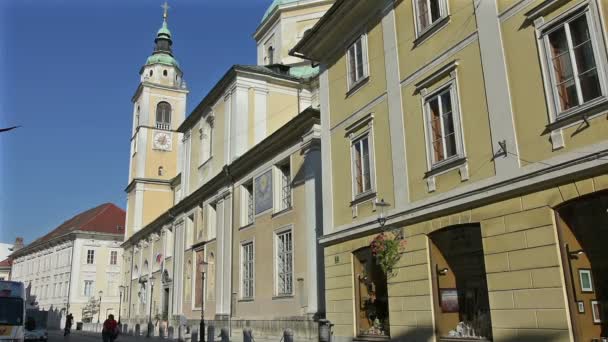 Никольский собор в Любляне — стоковое видео