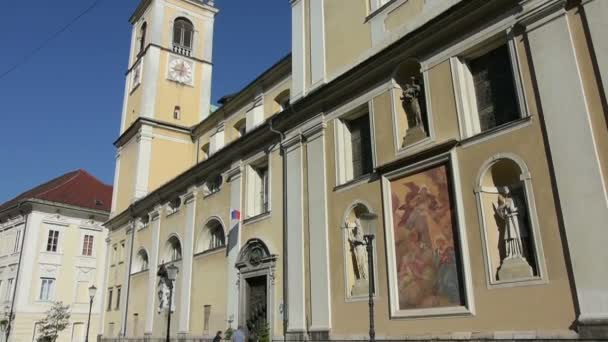 St Nicholas Katedrali Ljubljana — Stok video