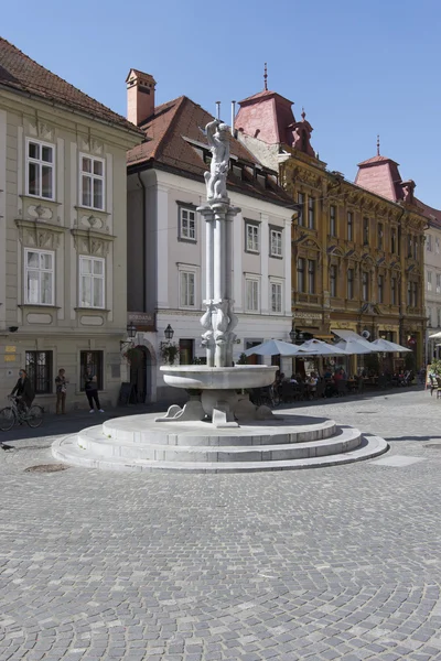 A fountain in the center of Ljubljana — Stock Photo, Image