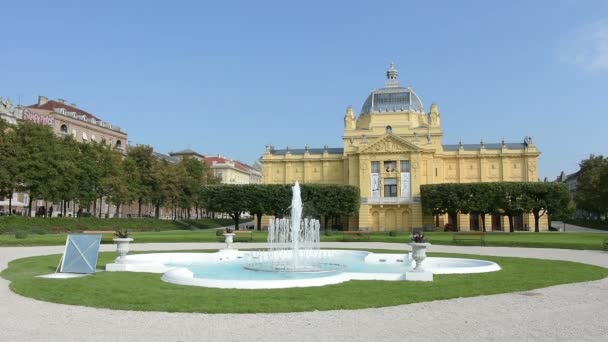 Музей искусств Павильона в Загребе — стоковое видео