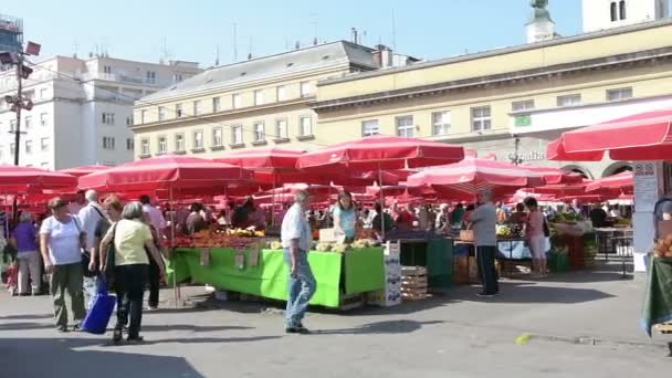 Mercado de Dolac en Zagreb, Croacia — Vídeo de stock