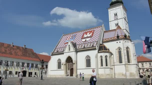 St. Mark's Church in Zagreb — Stockvideo