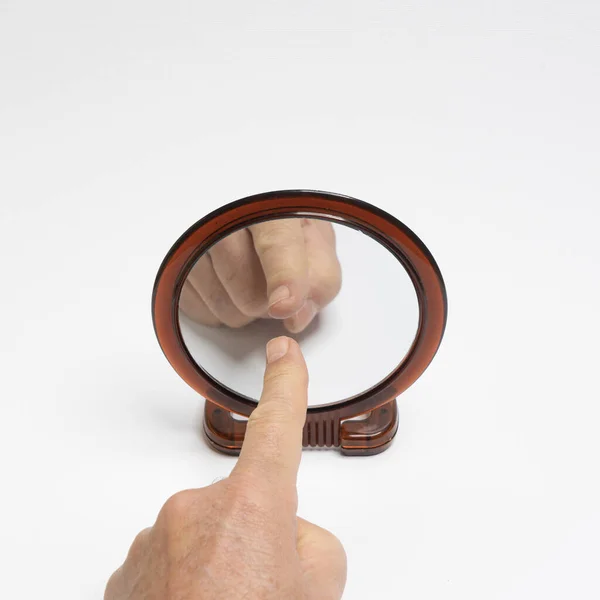 Touch Your Ego Your Hand Mirror — Stock Photo, Image