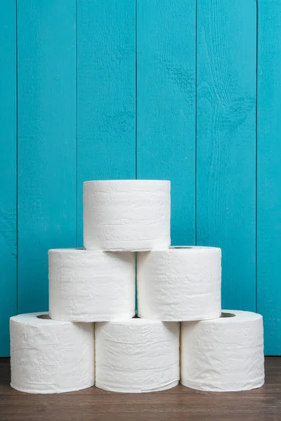 Some Rolls Toilet Paper Wooden Table — Stock Photo, Image