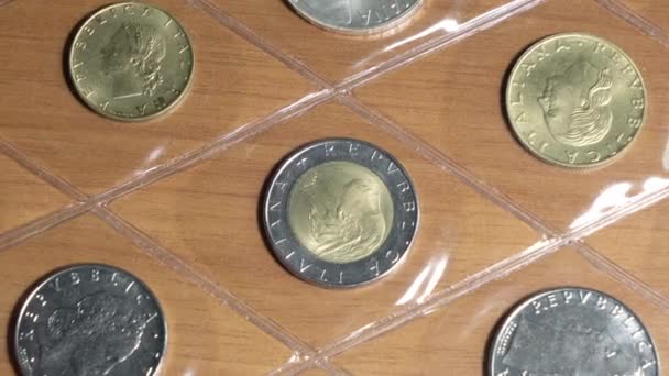 Udine Italy December 2020 Sealed Blister Italian Lira Coins — Stock Video