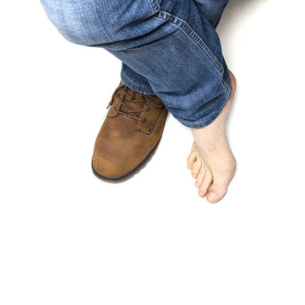 One Foot Shoe One Barefoot — Stock Photo, Image