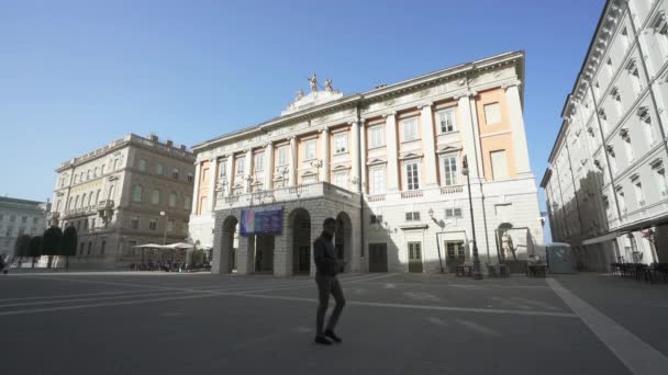 Trieste Italia Febbraio 2021 Veduta Della Facciata Dell Edificio Teatrale — Video Stock