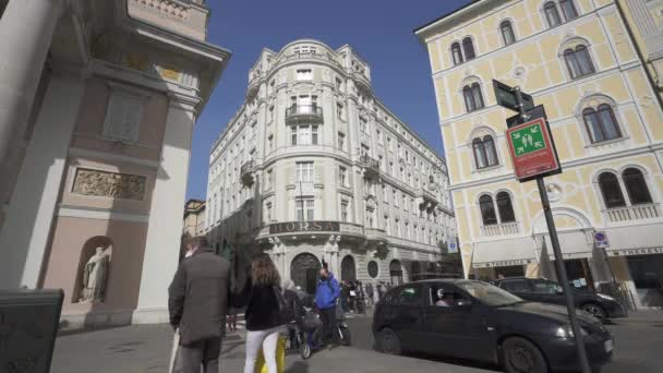 Trieste Italia Febbraio 2021 Facciata Della Borsa Trieste — Video Stock