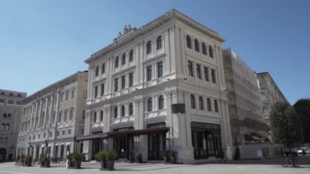 Trieste Italy May 2021 External View Harry Bar Palace Unity — Stock Video