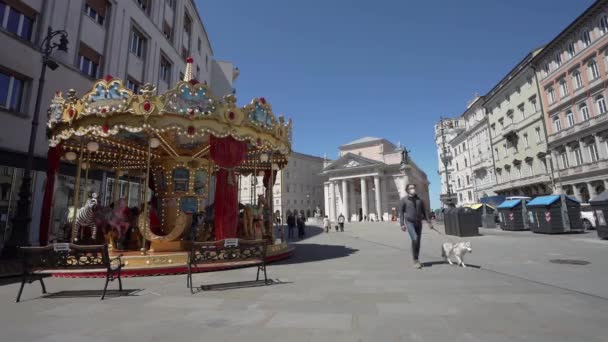 Trieste Italie Mai 2021 Vieux Carrousel Pour Les Enfants Piazza — Video