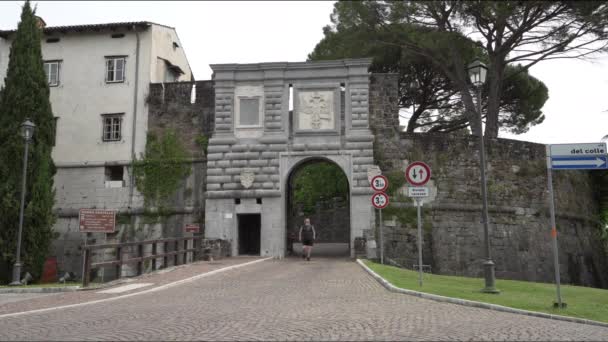Gorizia Italy May 2021 Ancient Porta Leopoldina Which Entrance Castle — Stock Video
