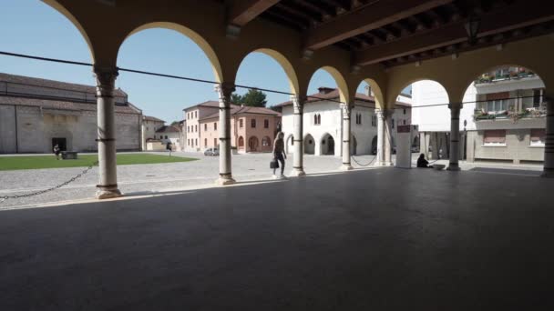 Spilimbergo Italy June 2021 Ancient Portico Palazzo Della Loggia Also — Stock Video